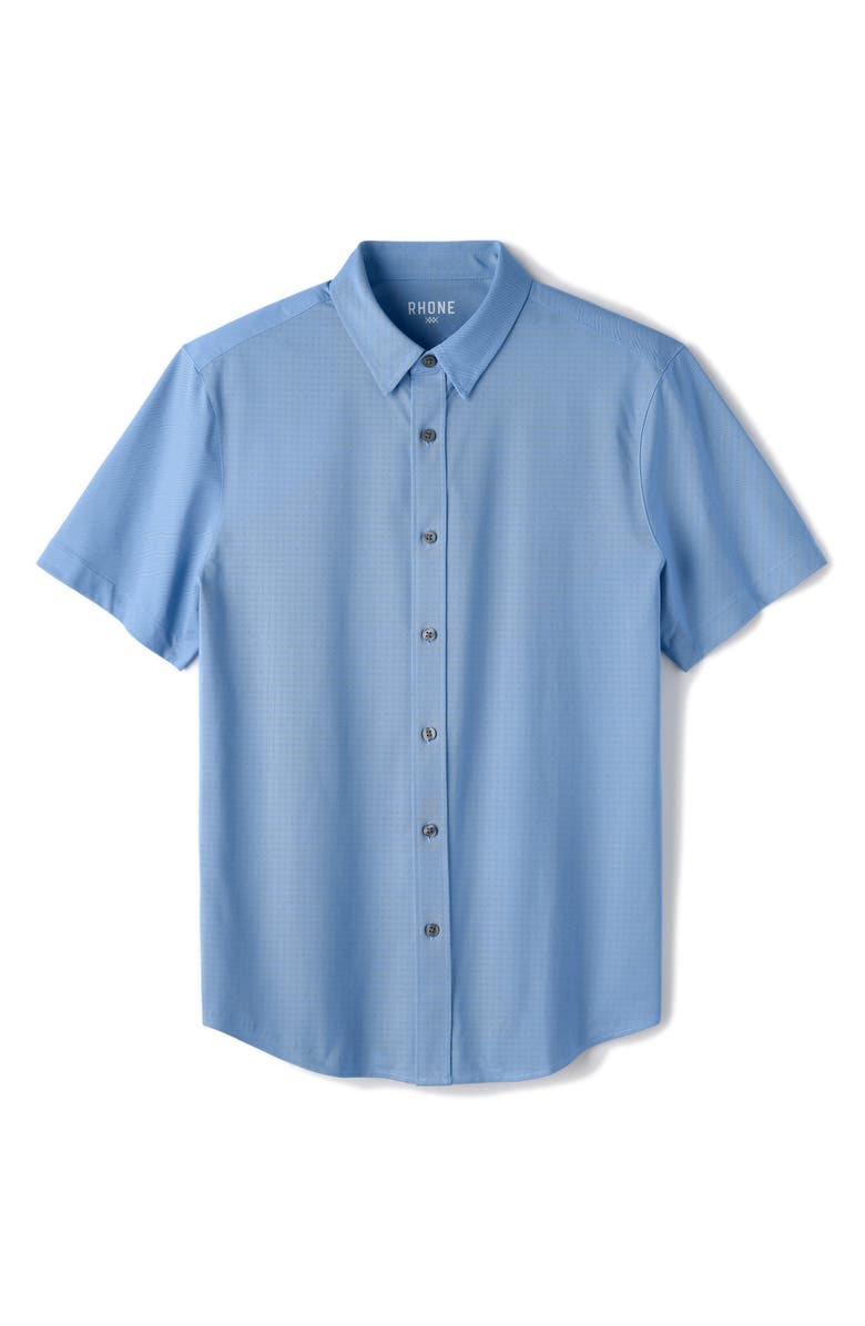 Rhone Commuter Slim Fit Short Sleeve Button-Up Shirt, Alternate, color, True Blue Oxford