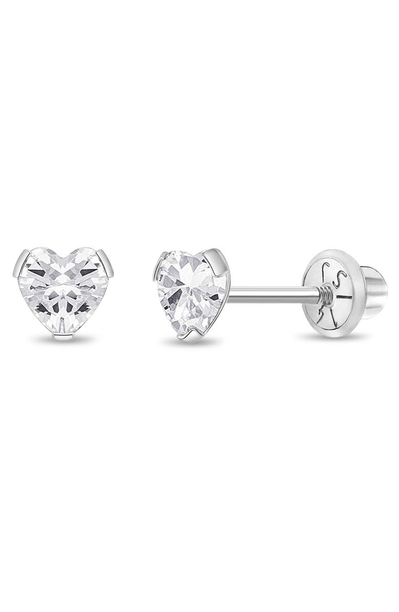 In Season Jewelry 14k Tiny Cubic Zirconia Heart Earrings, Main, color, April