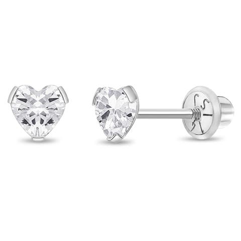 14k Tiny Cubic Zirconia Heart Earrings