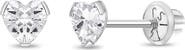In Season Jewelry 14k Tiny Cubic Zirconia Heart Earrings