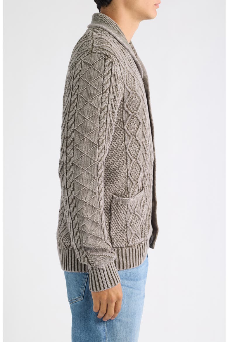 Shawl Collar Cable Knit Cardigan, Alternate, color, OLIVE