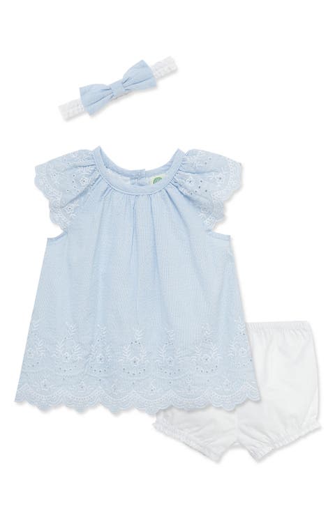 Eyelet Stripe Dress & Headband Set (Baby)