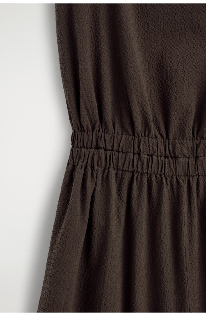 COS Open-back Seersucker Wide-leg Jumpsuit, Alternate, color, Brown