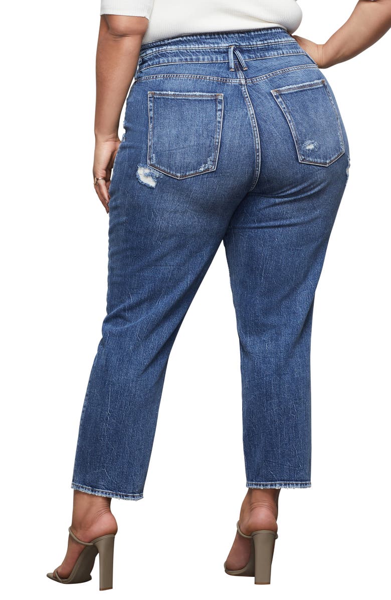 Good American Double Waistband High Waist Ankle Straight Leg Jeans, Alternate, color, 