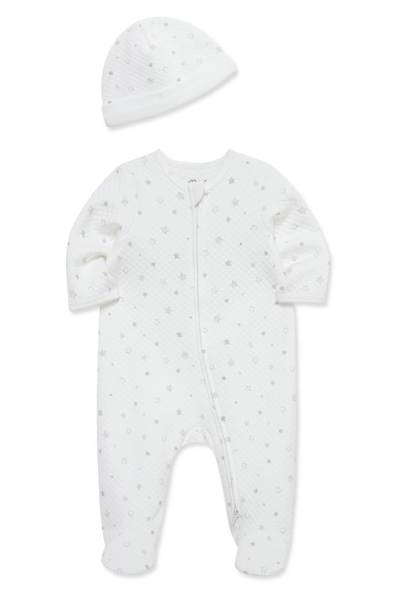 Kids' Stars Quilted Footie & Beanie Set, Alternate, color, WHITE