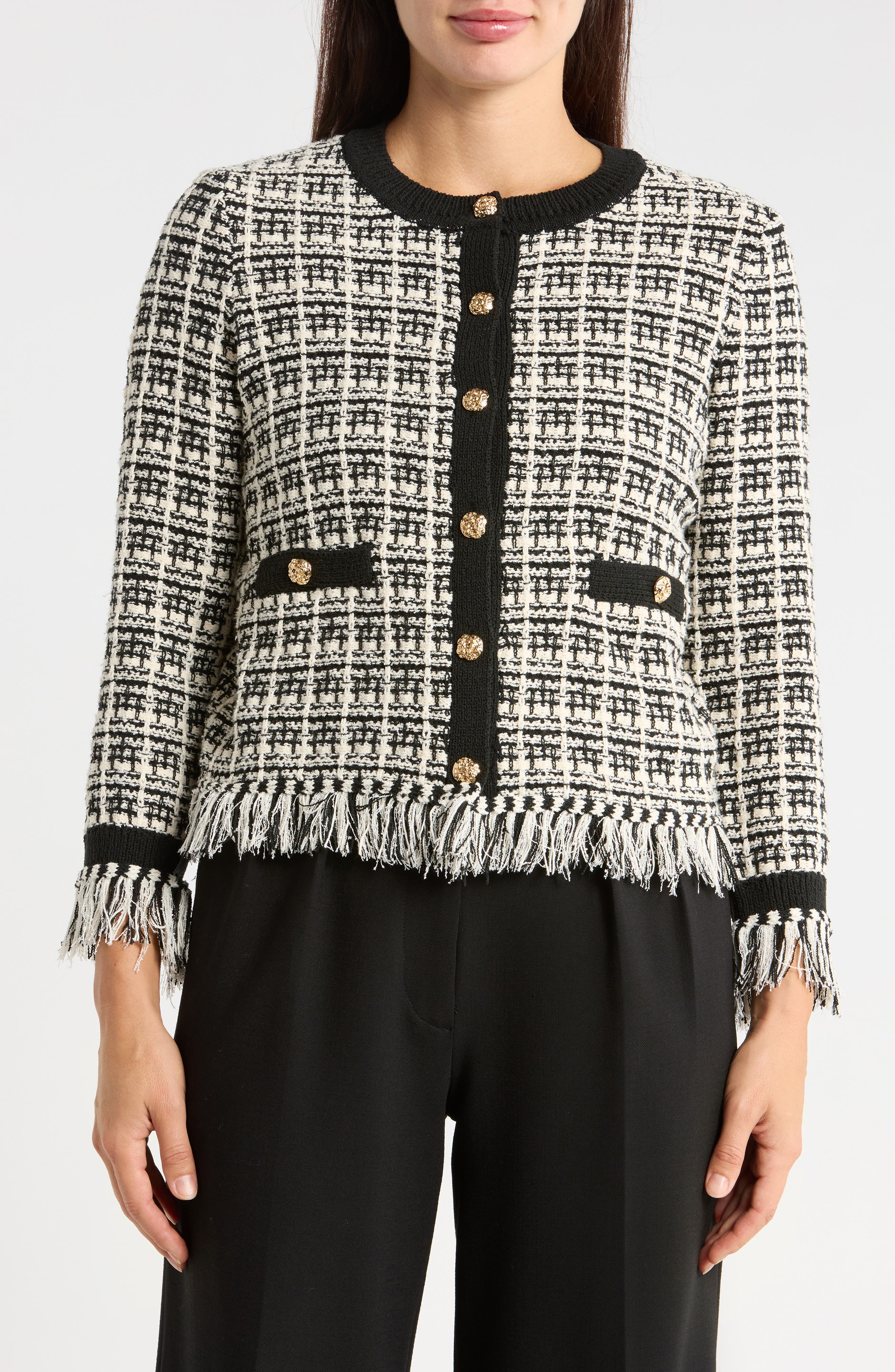 Tweed Fringe Cardigan