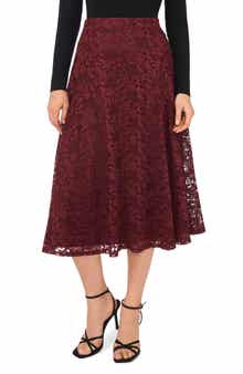 Lace Godet Midi Skirt