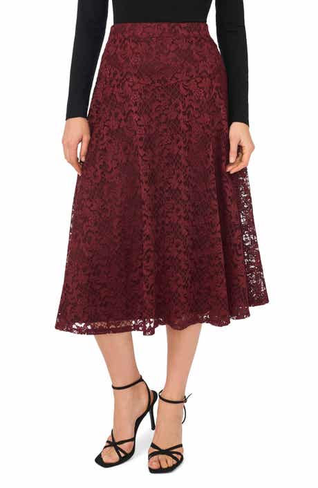 Lace Godet Midi Skirt