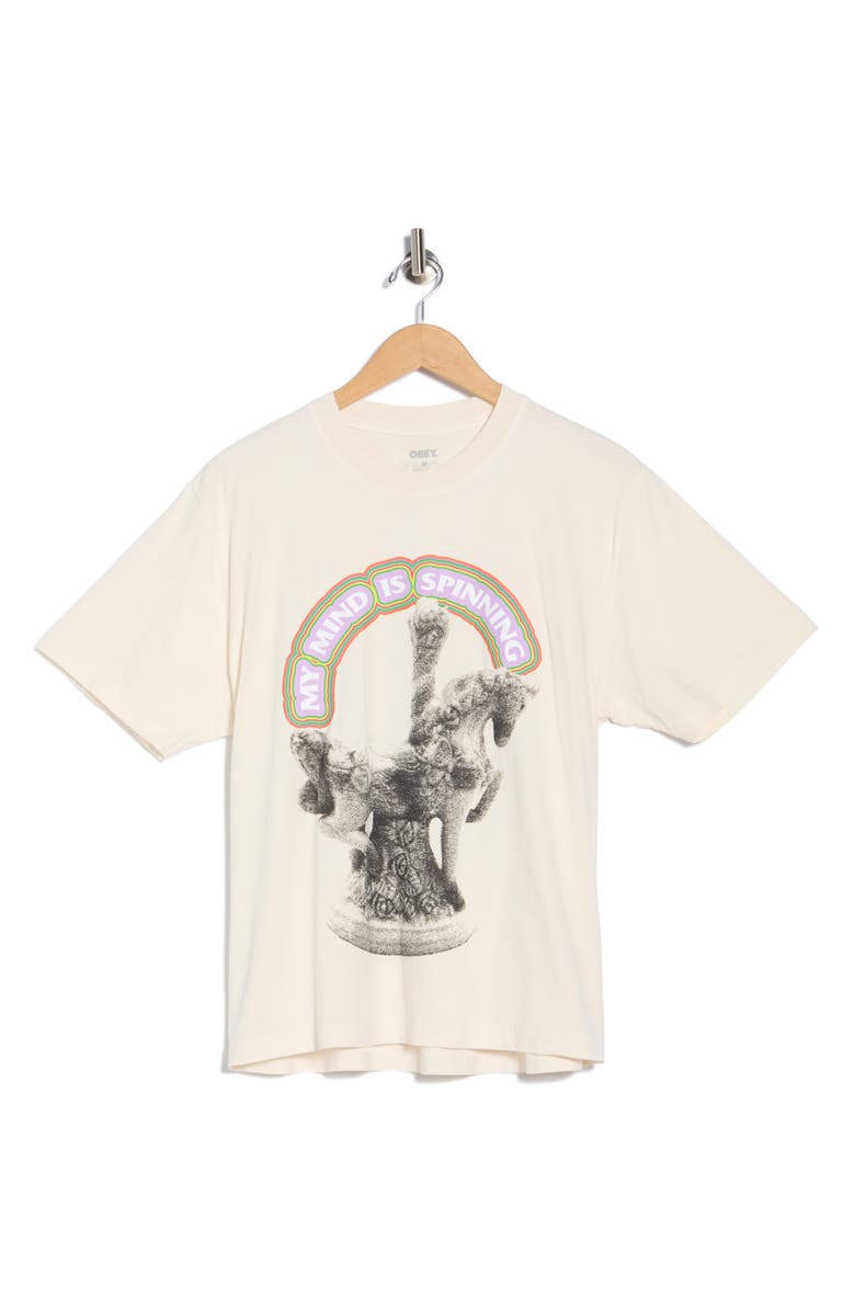 Obey Send Me On A Carousel Graphic T-Shirt, Alternate, color, Pigment Unbleached