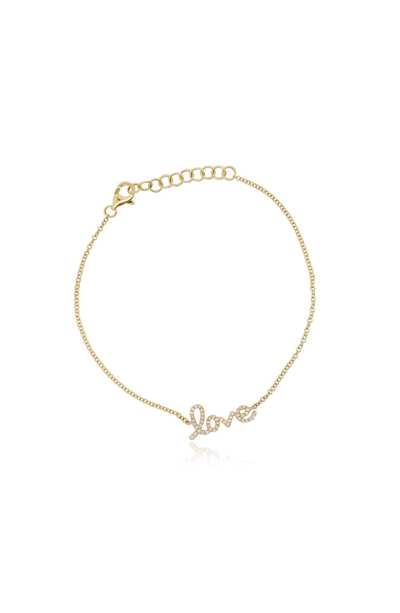 The Lovery Fine Jewelry Diamond Script Love Bracelet, Main, color, Yellow Gold