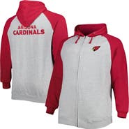 PROFILE Men's Heather Gray Arizona Cardinals Big & Tall Fleece Raglan Full-Zip Hoodie Jacket