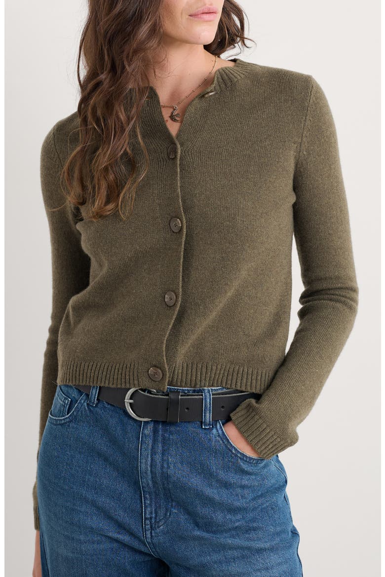 Tern Tide Merino Wool Blend Cardigan, Main, color, KNIT MELANGE RICH OLIVE