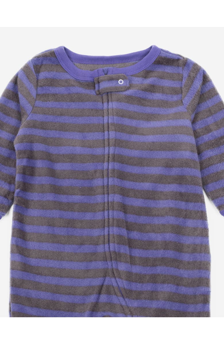 Leveret Footed Fleece Printed Holiday Pajamas, Alternate, color, Striped Purple & Gray