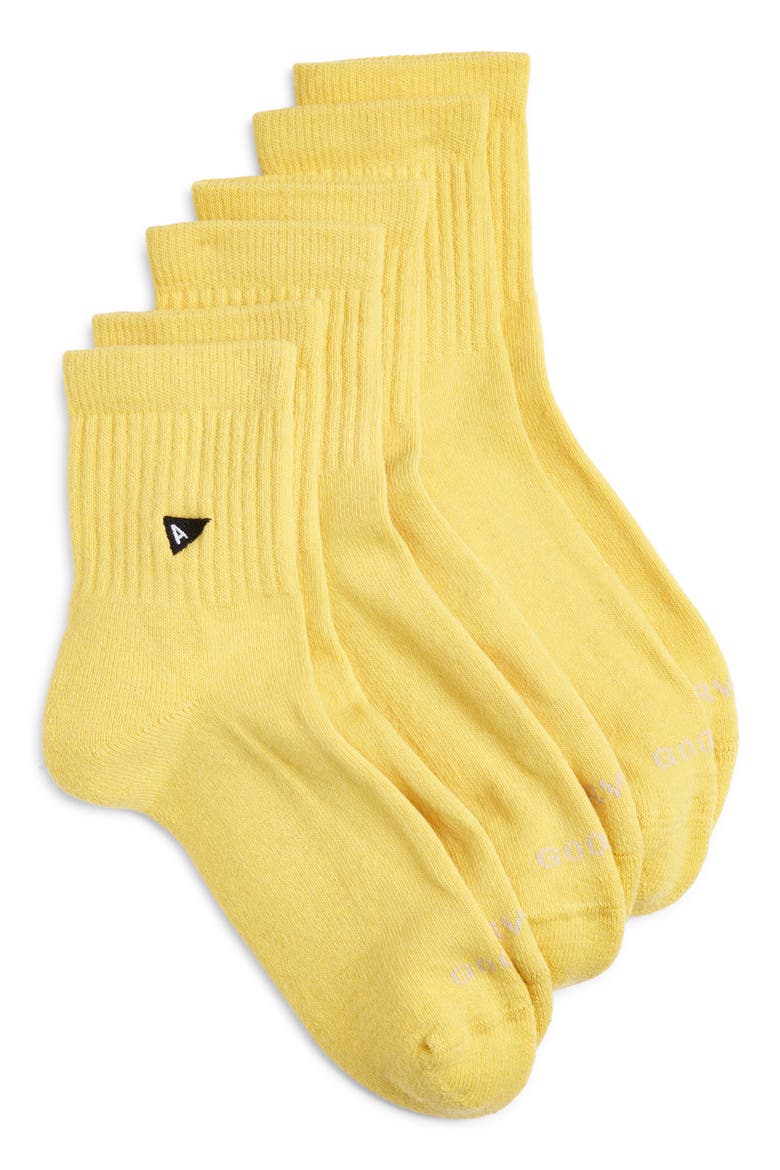 3-Pack Quarter Crew Socks, Main, color, YELLOW