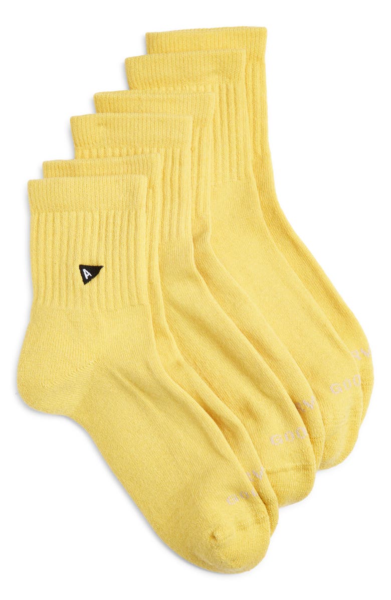 ARVIN GOODS 3-Pack Quarter Crew Socks, Main, color, Yellow
