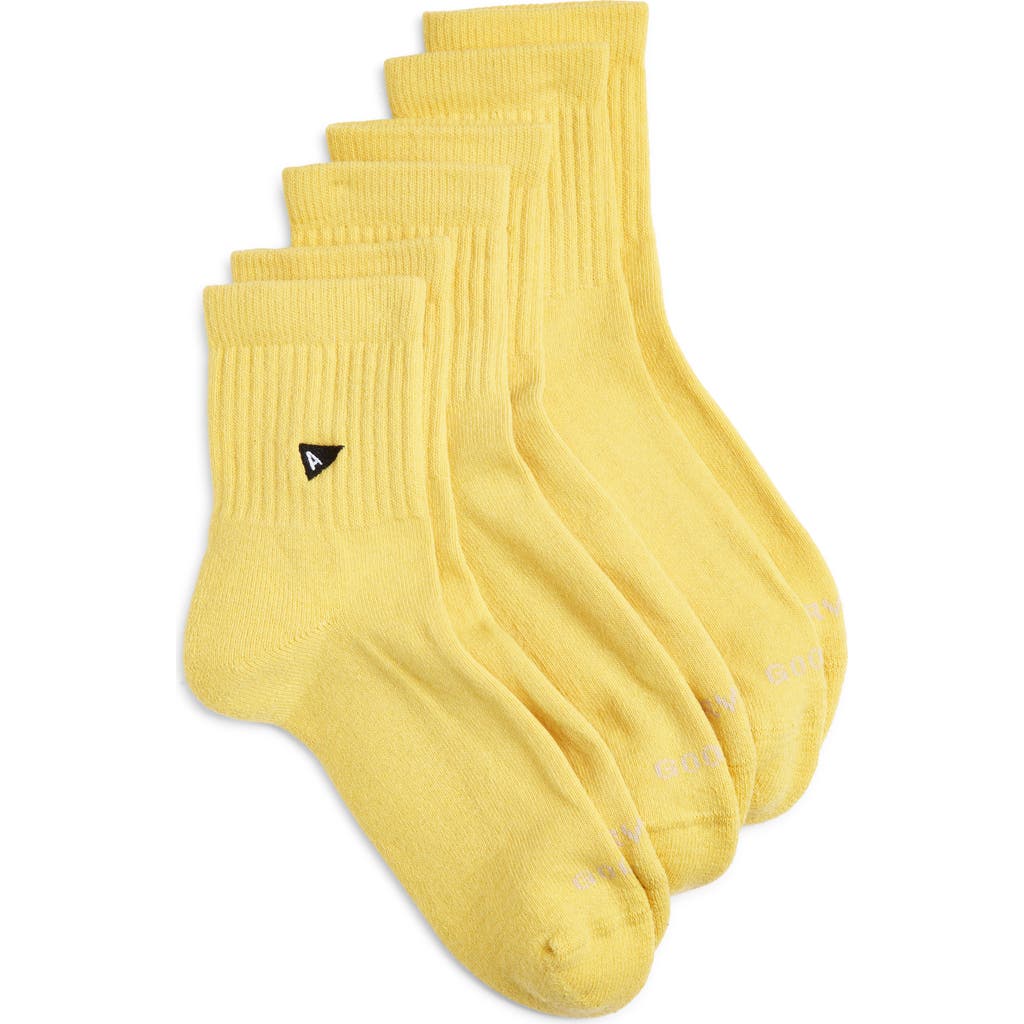 Arvin Goods 3-pack Quarter Crew Socks In Yellow