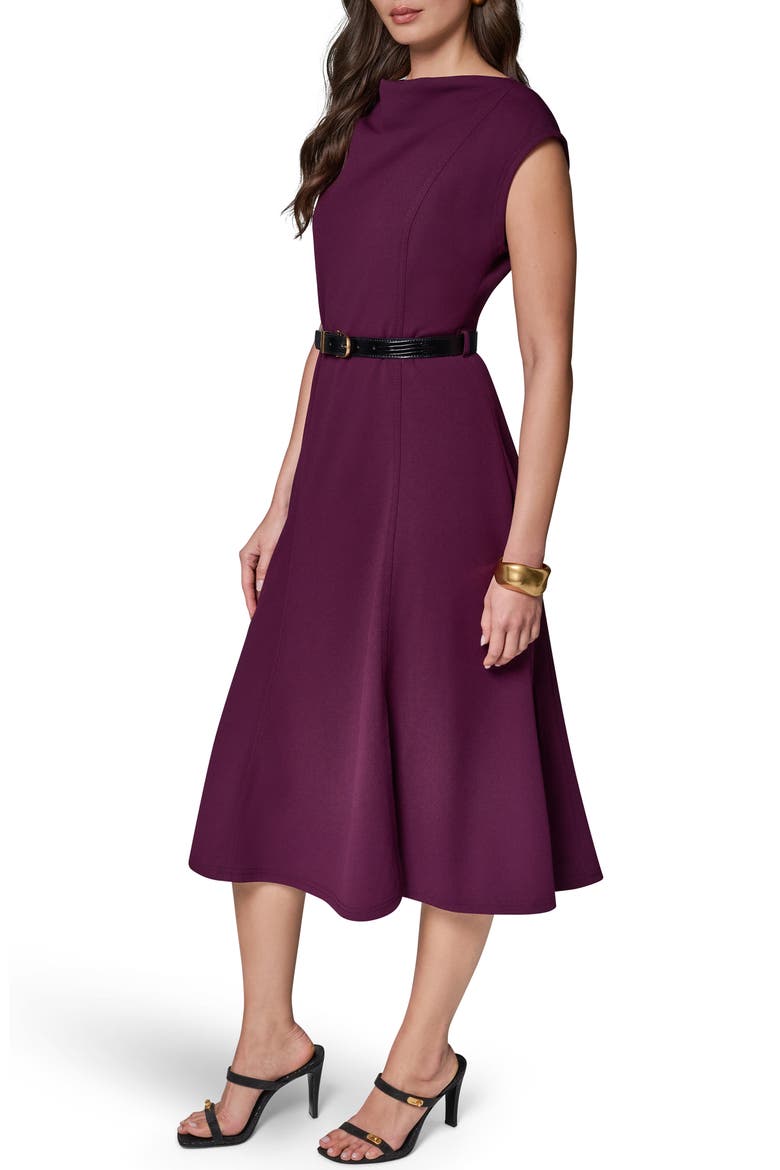 Cap Sleeve A-Line Dress, Alternate, color, BERRY