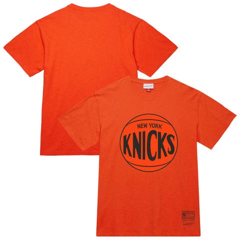 Unisex Mitchell & Ness Orange New York Knicks Hardwood Classics MVP Logo T-Shirt