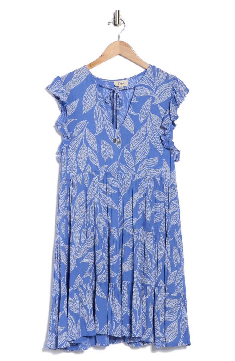 Elan Ruffle Tiered Cover-Up Dress, Alternate, color, Blue Cartagena