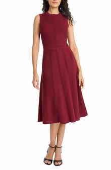 Scalloped Sleeveless Midi Sweater Dress
