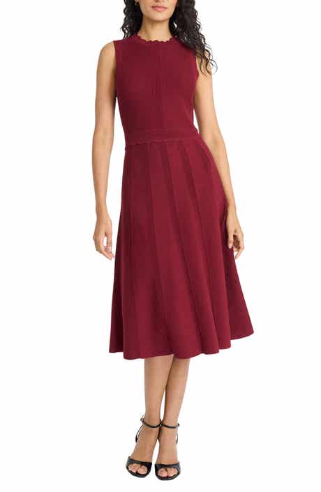 Scalloped Sleeveless Midi Sweater Dress