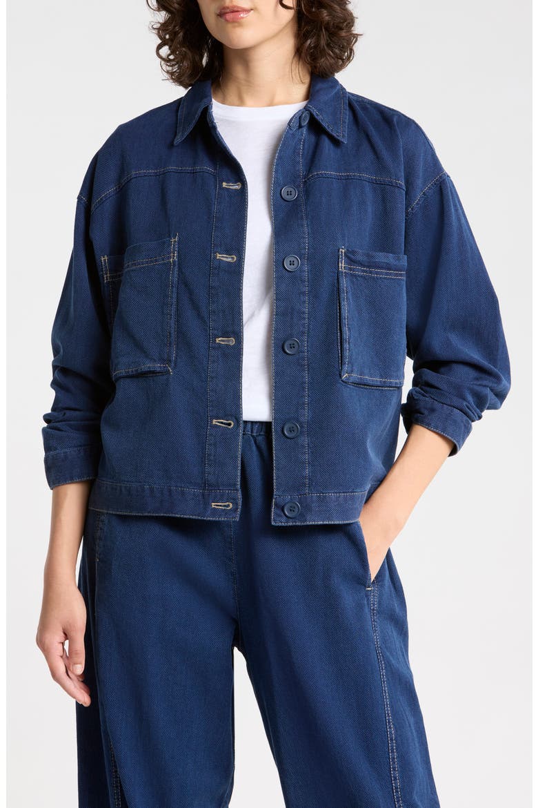 Piqué Jacket, Main, color, INDIGO DARK WASH