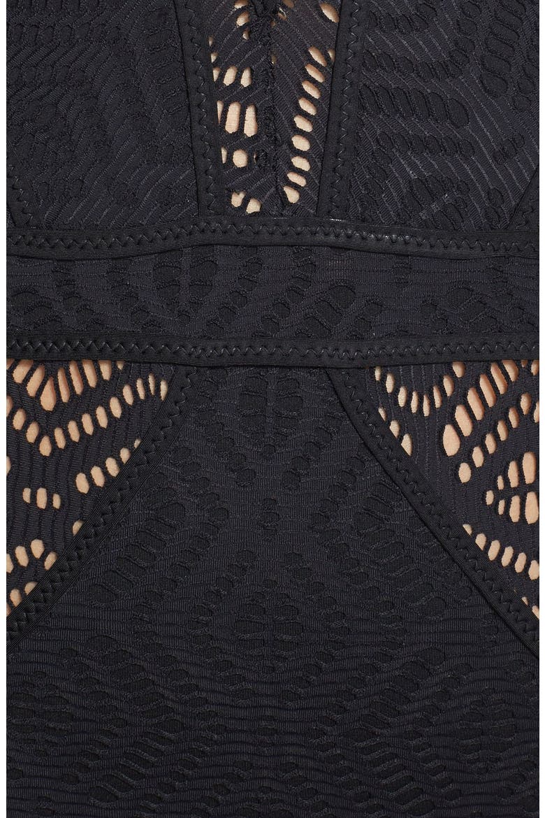 'Show & Tell' Openwork One-Piece Swimsuit, Alternate, color, BLACK