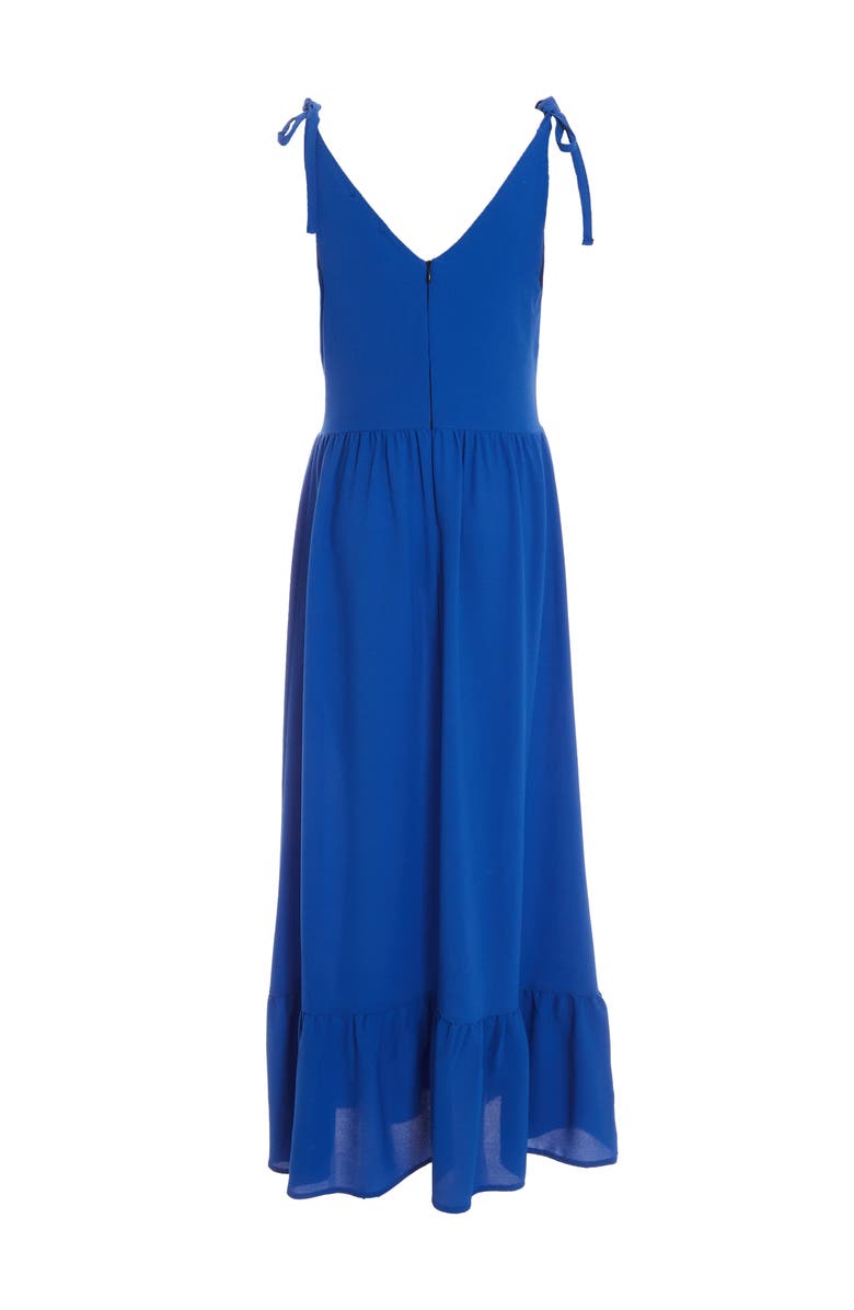 QUIZ Bubble Crepe Tie Detail Maxi Dress, Alternate, color, Blue