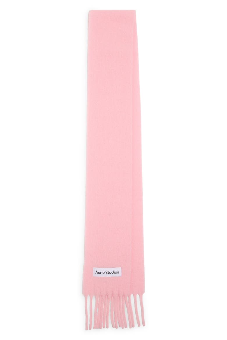 Vally Skinny Alpaca & Wool Blend Fringe Scarf, Main, color, COTTON CANDY PINK