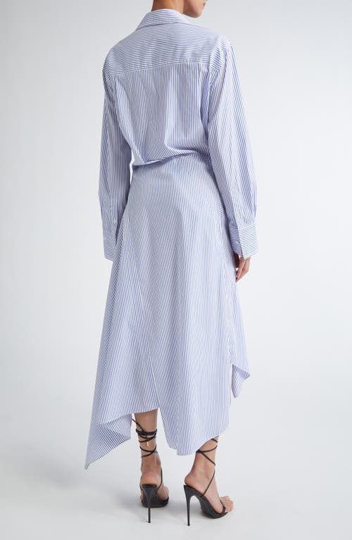 Monse Cascade Stripe Long Sleeve Deconstructed Shirtdress In Ivory/navy