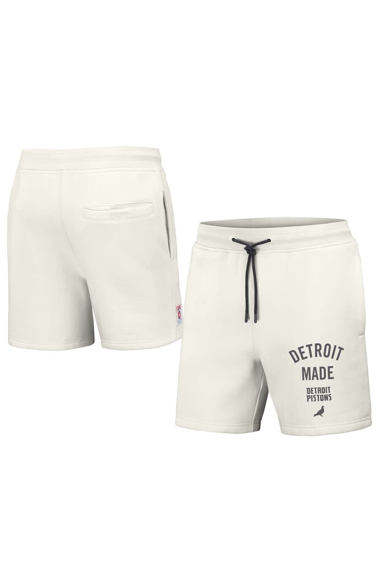 STAPLE Men's NBA x Staple Cream Detroit Pistons Heavyweight Fleece Shorts, Main, color, 