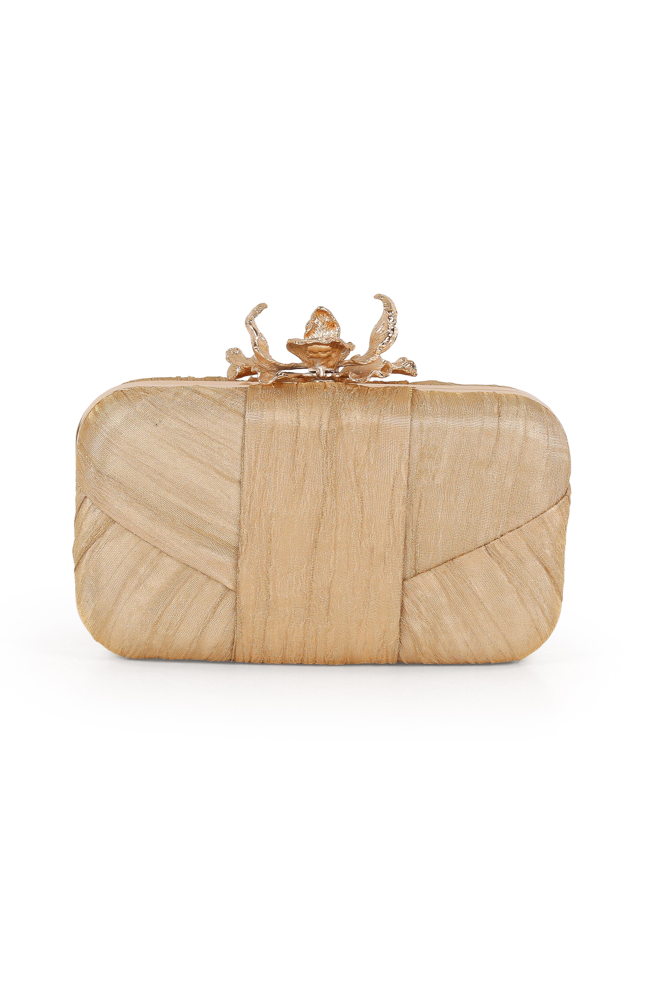 Jewel Badgley Mischka Leilani Gold Lame' Gusset Minaudiere, Alternate, color, Gold