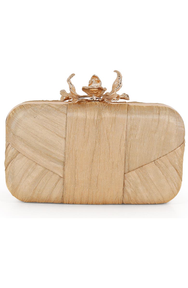 Jewel Badgley Mischka Leilani Gold Lame' Gusset Minaudiere, Alternate, color, Gold