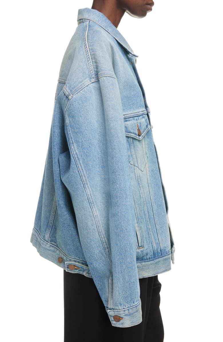 Balenciaga Oversize Logo Denim Jacket, Alternate, color, 