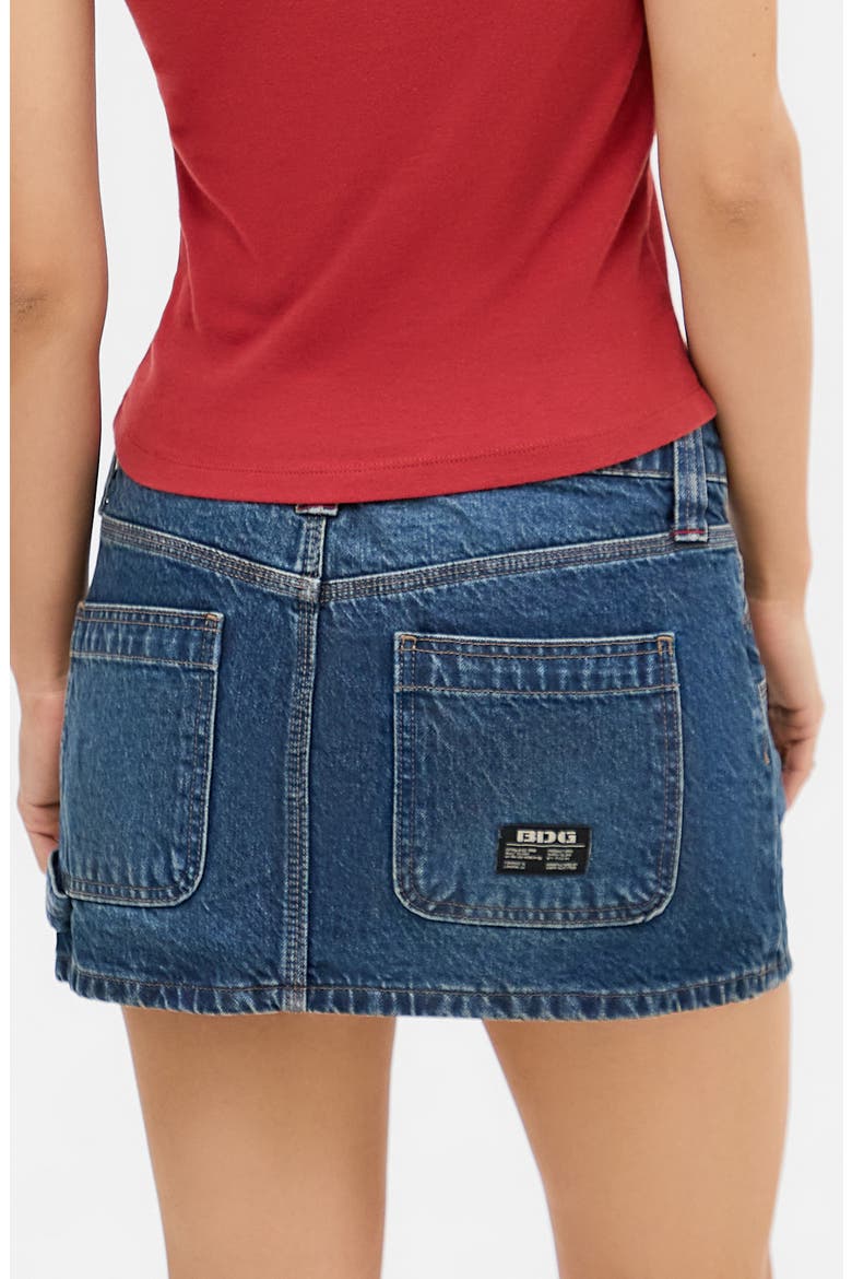 Low Rise Carpenter Denim Miniskirt, Alternate, color, DENIM