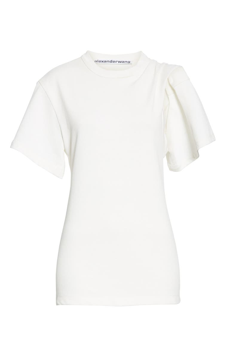 Alexander Wang Draped Short Sleeve Tricot Tee, Alternate, color,