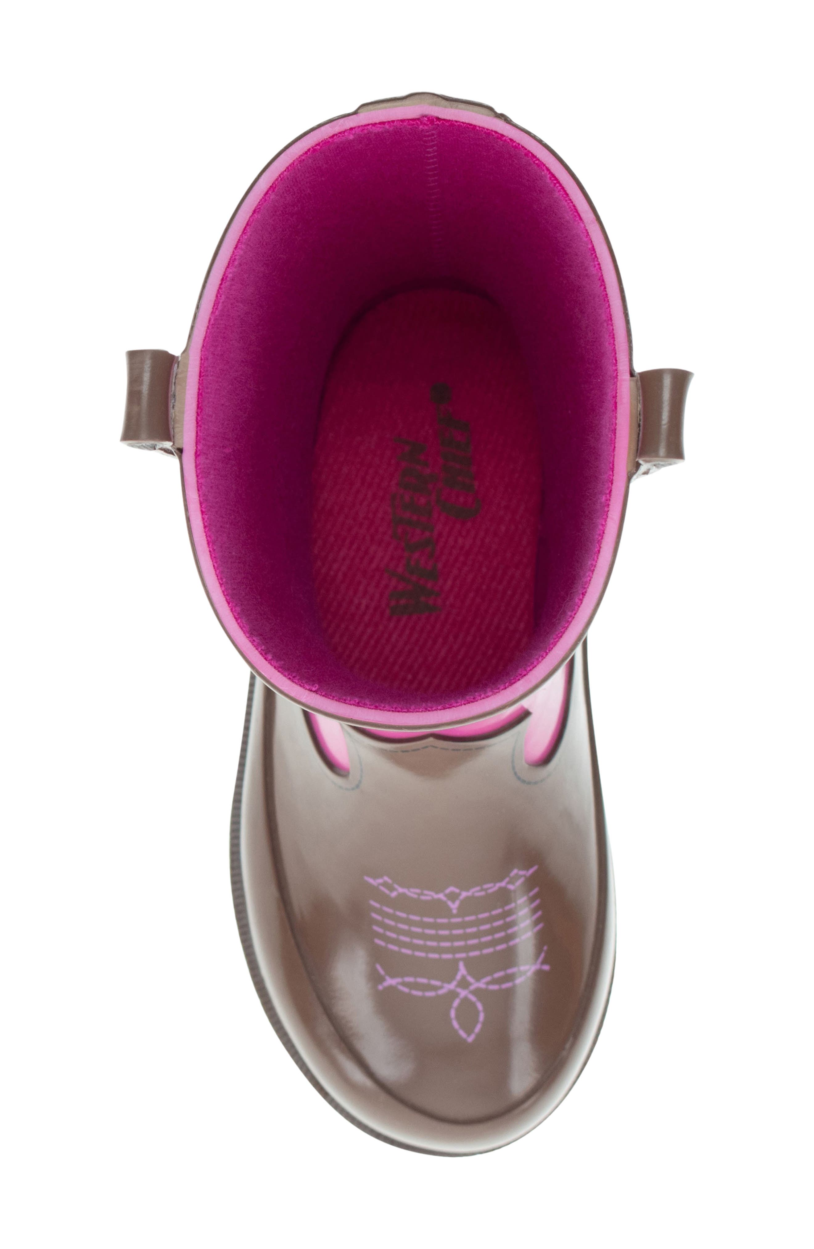 Kids' Cowboy Waterproof Rain Boot, Alternate, color, PINK