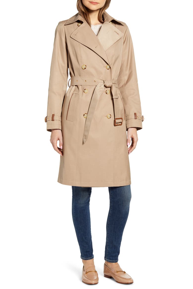 Double Breasted Trench Coat, Main, color, SAND