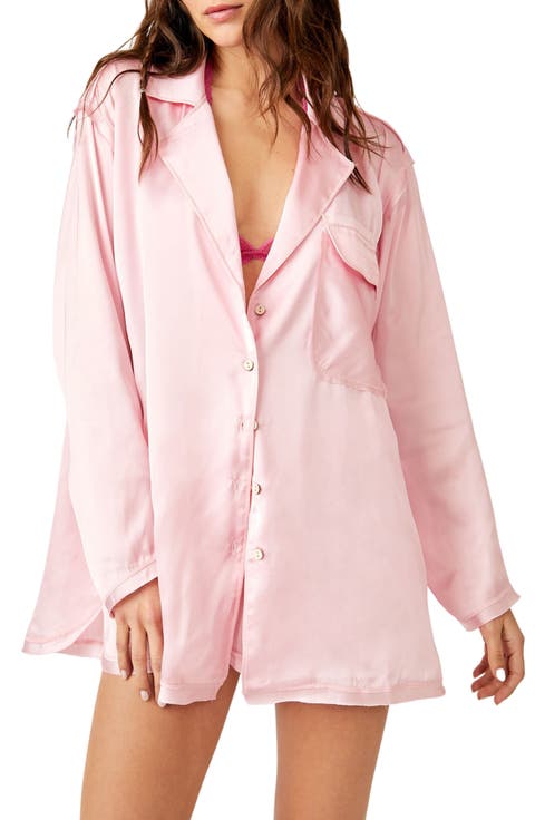 Like Honey Long-Sleeve Satin Pajama Shirt