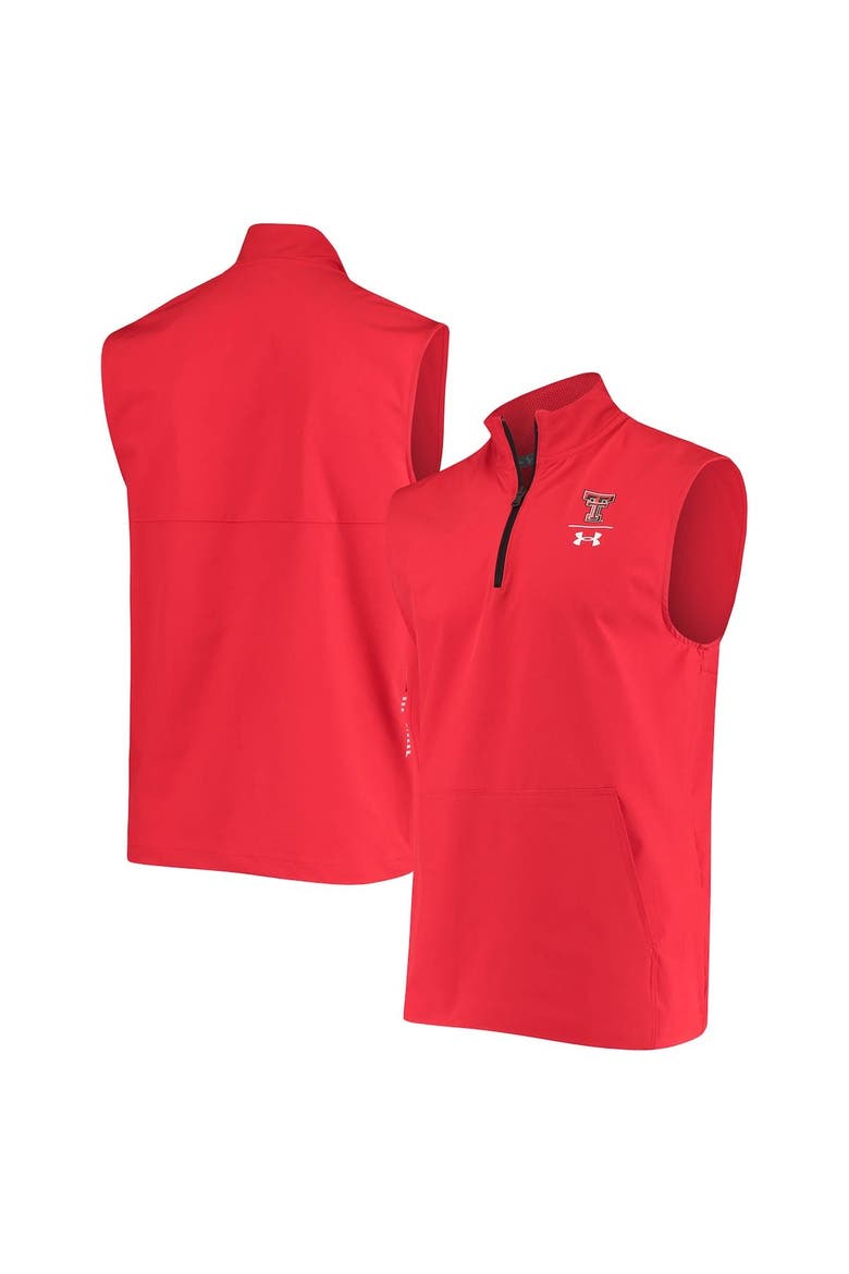 Men's Under Armour Red Texas Tech Red Raiders Sideline Squad Coaches Quarter-Zip Vest, Main, color, Red