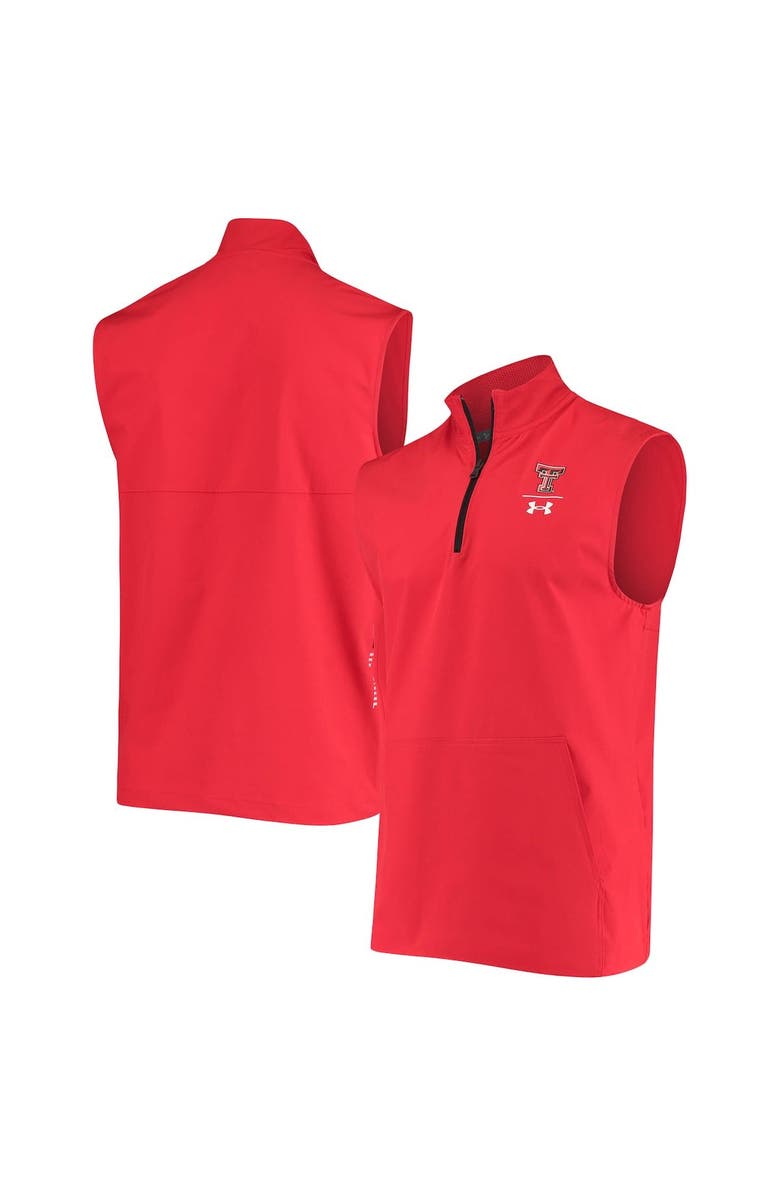 Under Armour Men's Under Armour Red Texas Tech Red Raiders Sideline Squad Coaches Quarter-Zip Vest, Main, color,