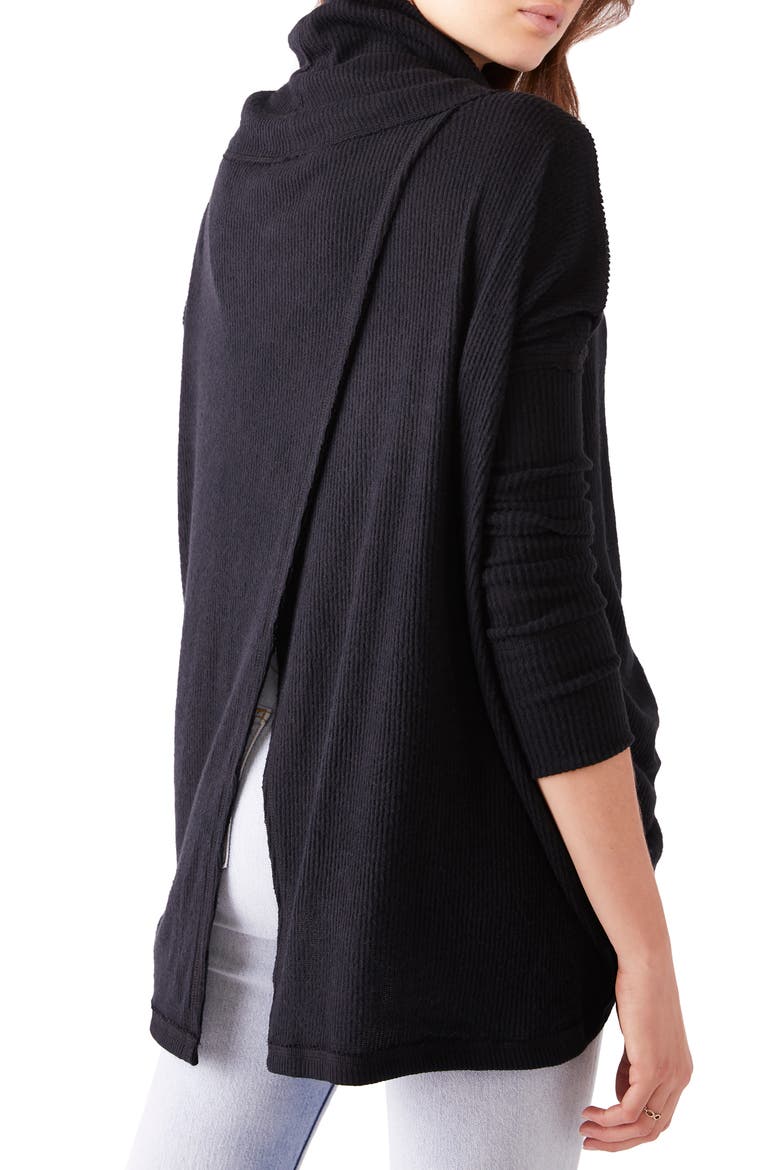Juicy Long Sleeve Cowl Neck Shirt, Alternate, color, BLACK