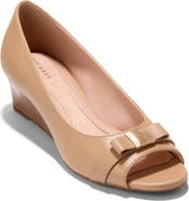 Cole Haan Go-To Malta Bow Peep Toe Wedge Pump