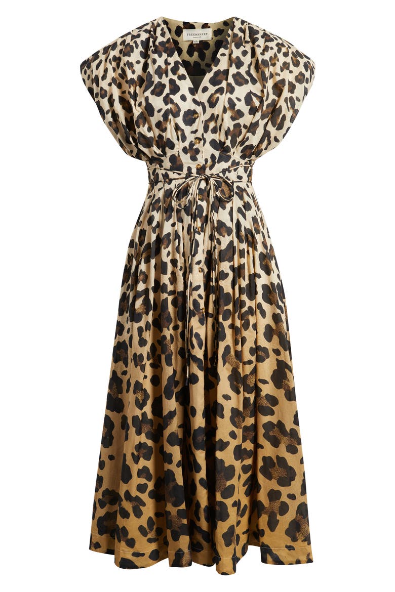 Leopard Print Midi Shirtdress, Alternate, color, NEUTRAL MULTI