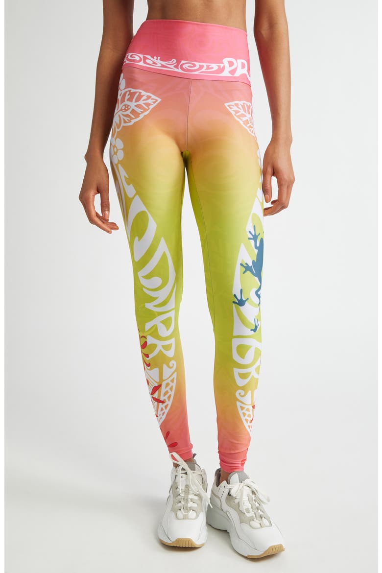 Print Mesh Leggings, Alternate, color, NEON SUNSET