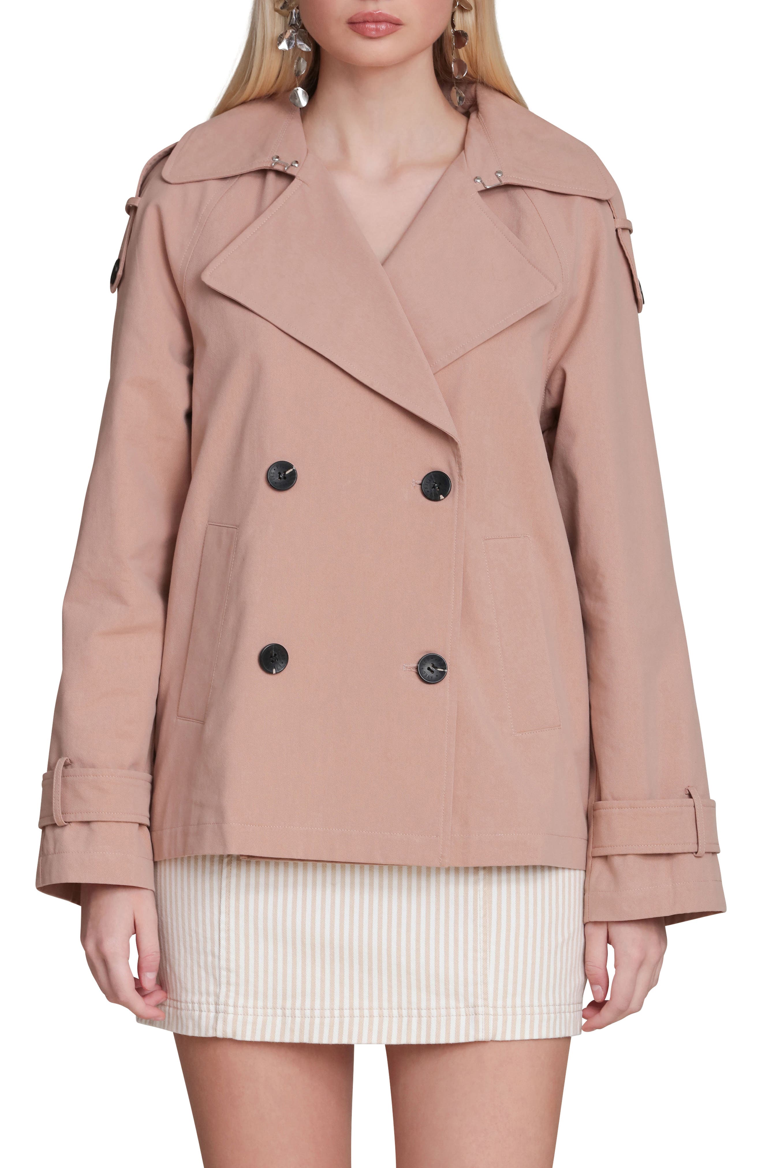 Double Breasted Short Trench Coat (Women) | Nordstrom