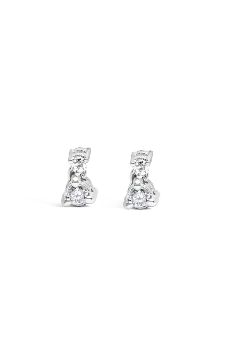 14K White Gold 1/4 Ct Double Diamond Drop and Dangle Stud Earrings, Main, color, White