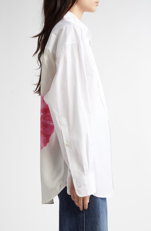 Stella Mccartney Poppy Back Mixed Media Button-up Shirt In White