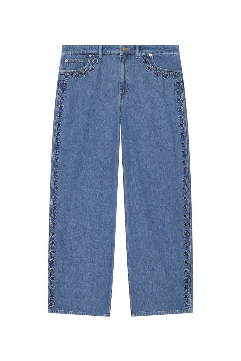 Swirl Detail Wide Jeans, Alternate, color, Blue