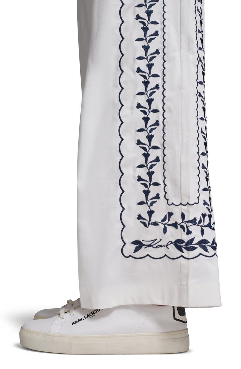 KARL LAGERFELD PARIS Embroidered Wide Leg Pants, Alternate, color,